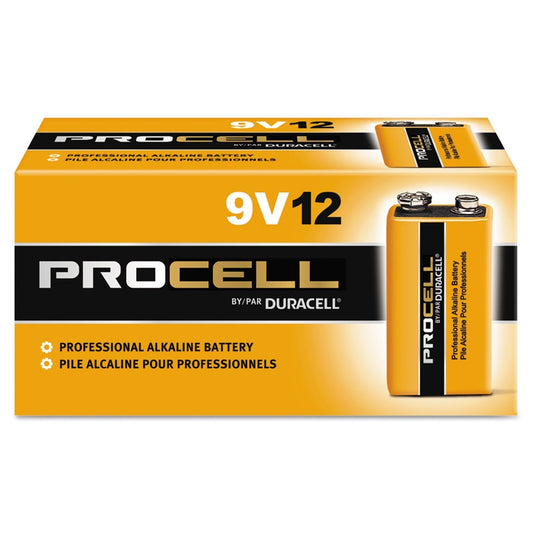 Duracell Procell Alkaline Batteries 9V 12/Box PC1604BKD