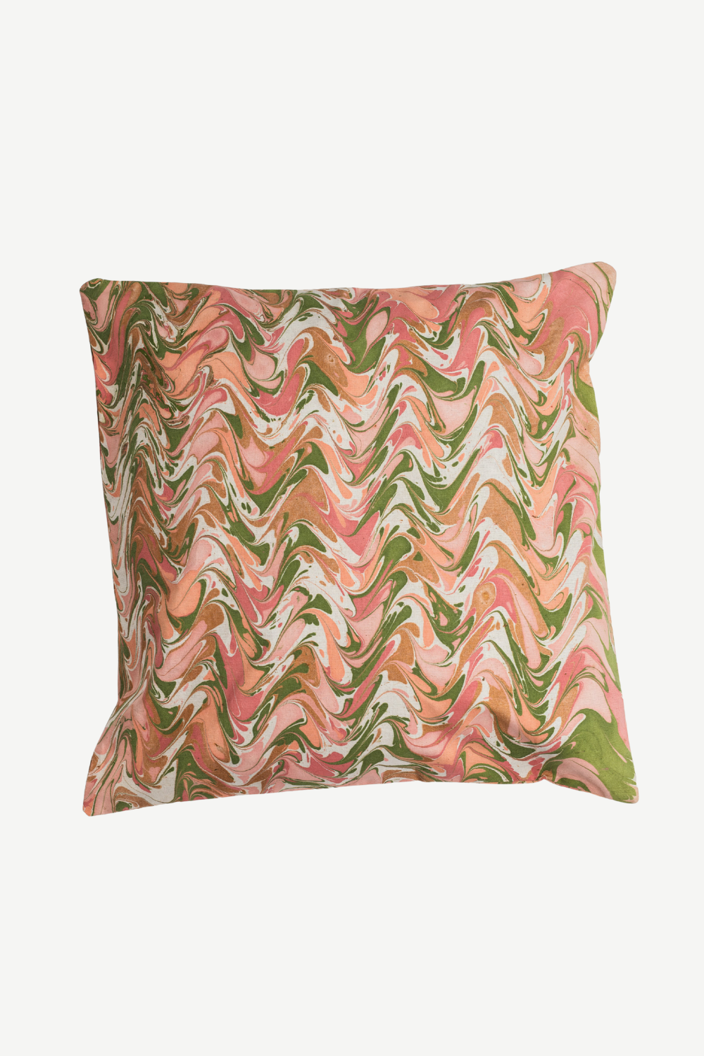 Peony Bloom Hand-Marbled Square Pillow, 20x20