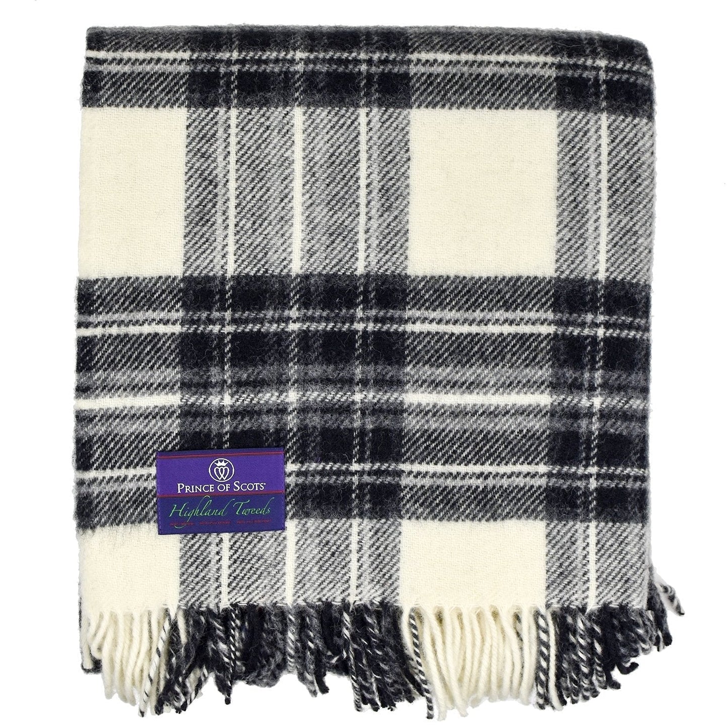 Highland Tweeds Pure New Wool Fluffy Throw ~ Grey Dress Stewart ~