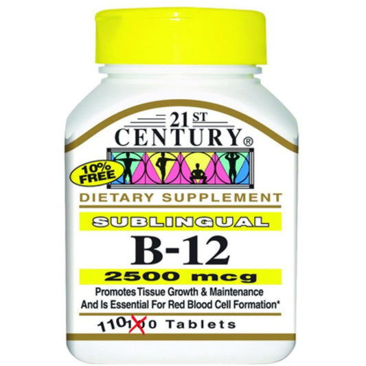 21st Century Vitamin B-12, Sublingual, 2500 Mcg, Tablets