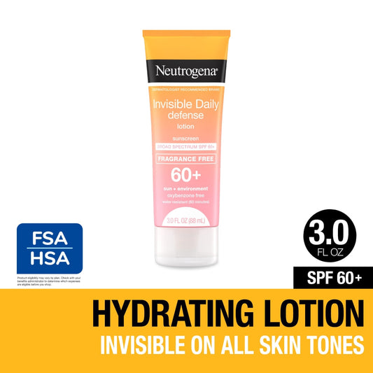 Neutrogena Invisible Daily Defense Sunscreen Lotion, SPF 60+, 3 Oz