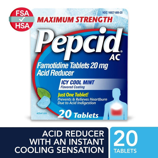 Pepcid AC Maximum Strength Heartburn Icy Cool Mint Tablets