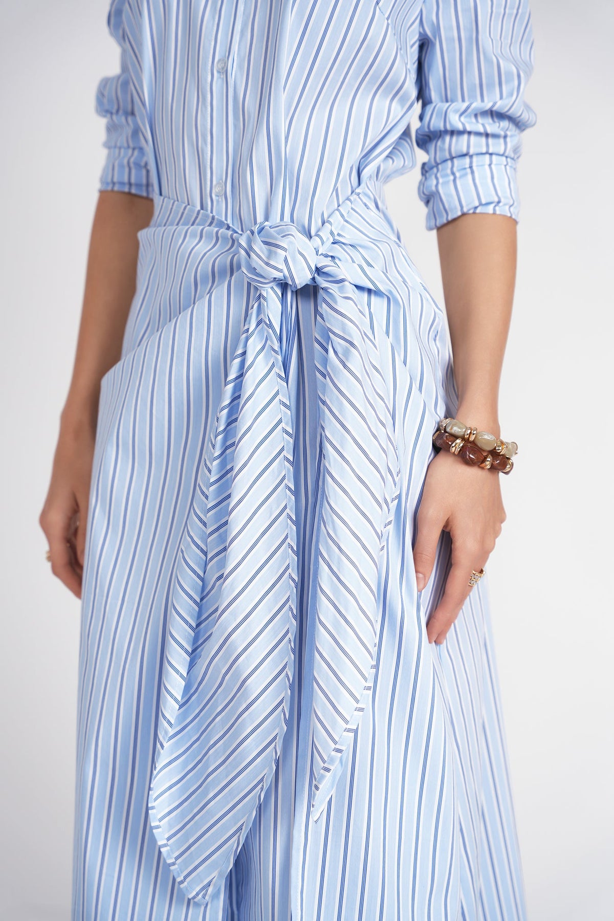 Camilla Dress- Blue Pinstripes