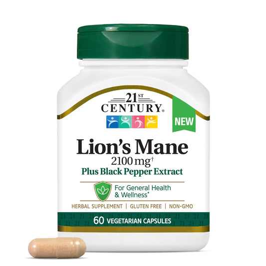 21st Century Lion's Mane, 2,100 Mg, 60 Vegetarian Capsules
