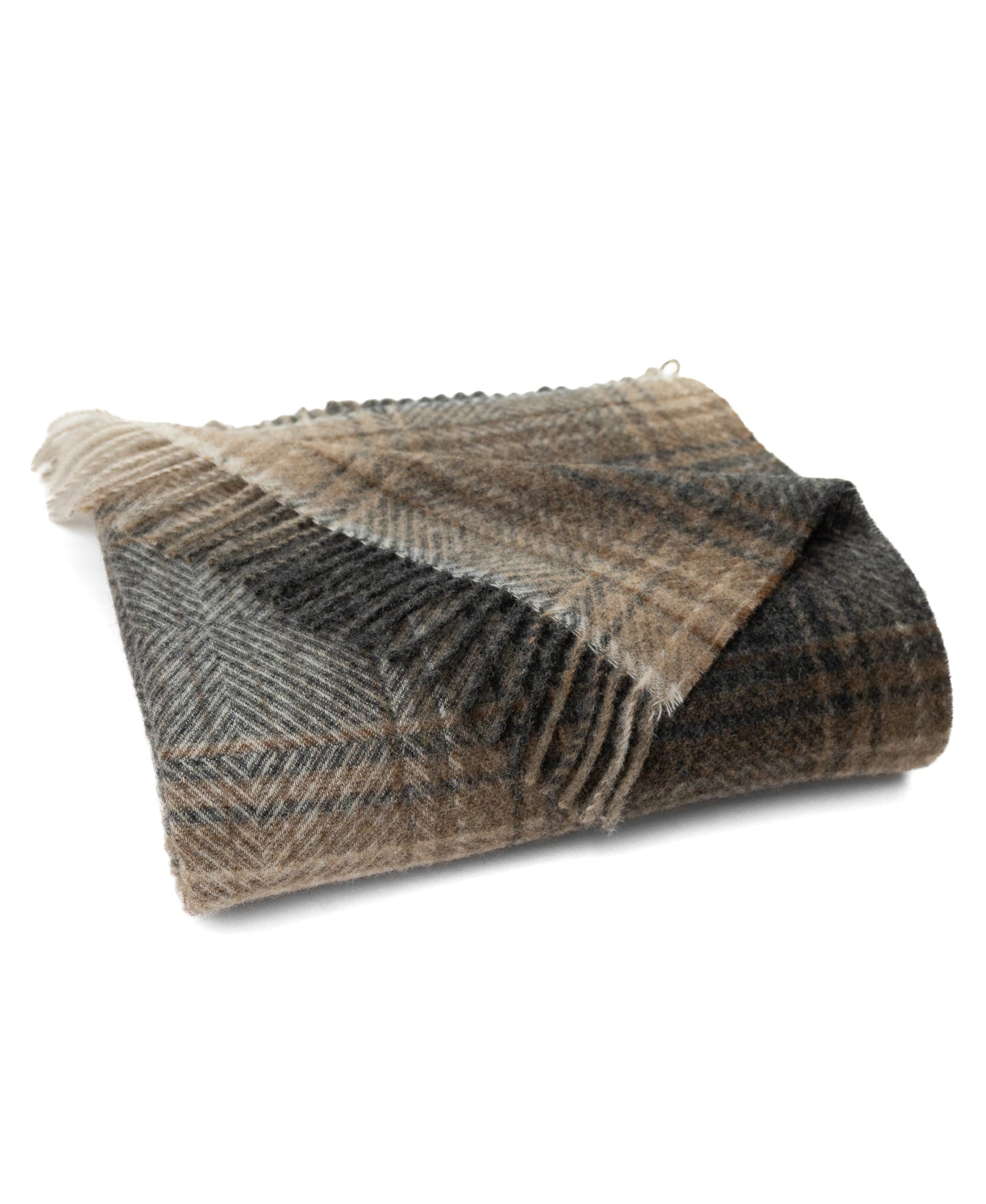 Prince of Scots Highland Tweeds Shetland Lambswool Ombre Throw – Natural
