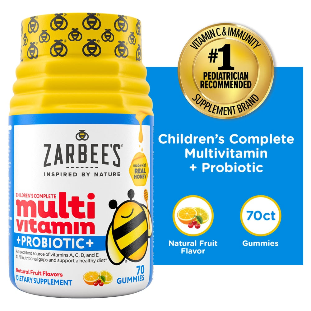 Zarbee's Naturals Children's Complete Multivitamin Probiotic Gummies Natural Fruit Flavor 70ct