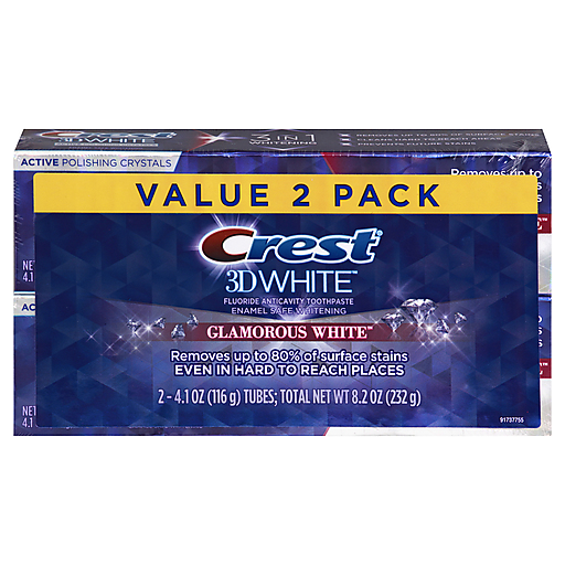 Crest Toothpaste, Fluoride Anticavity, Glamorous White, Value 2 Pack