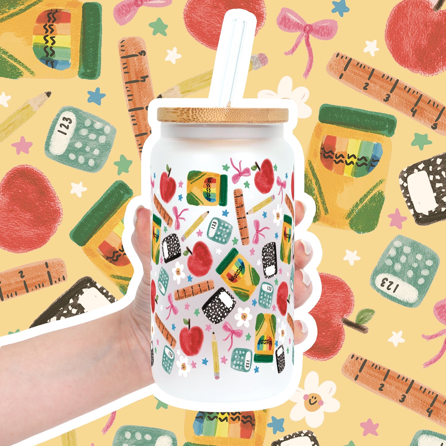 Teacher Essentials Pattern Cup With Lid and Straw