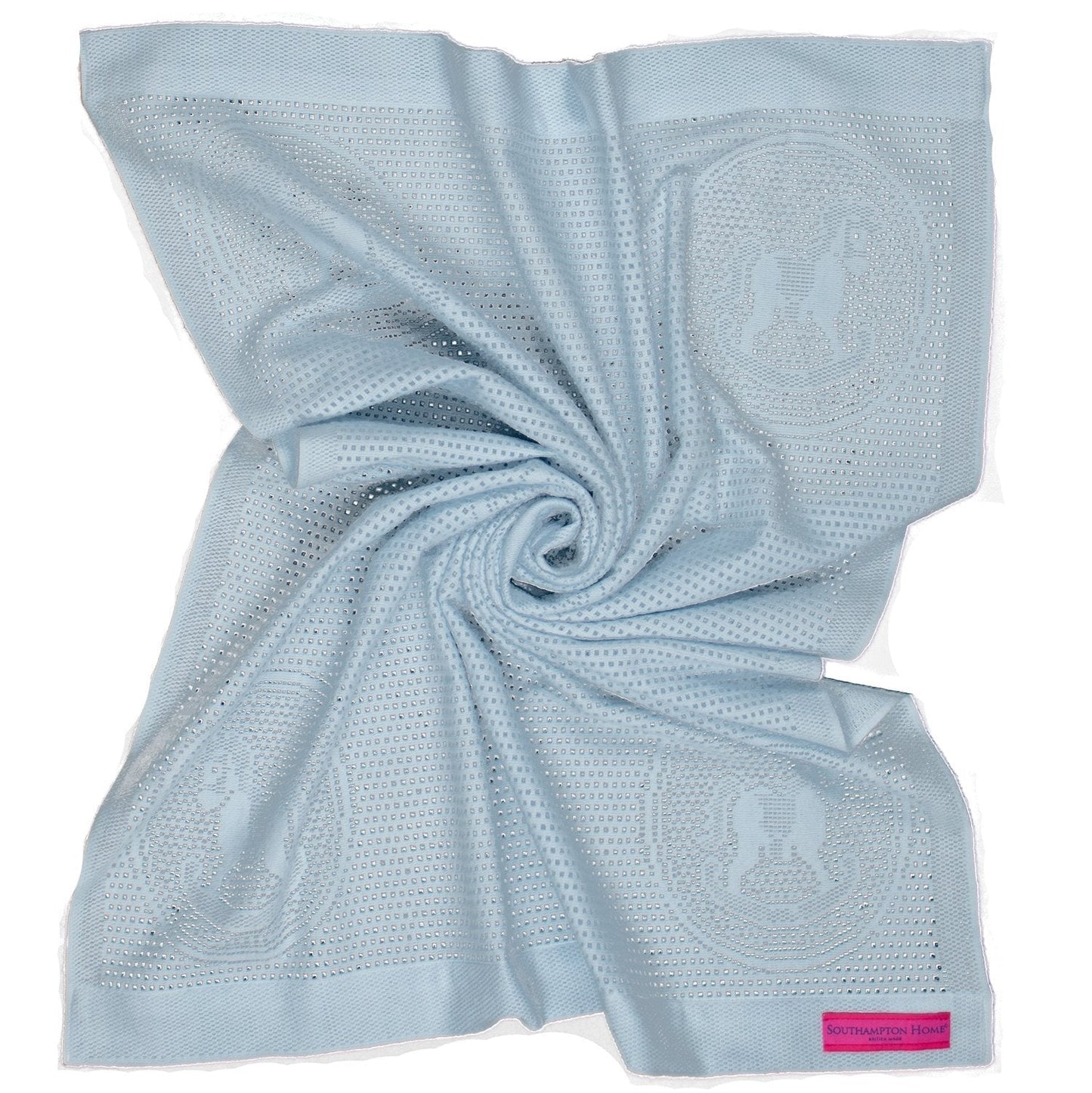 Southampton Home Lace Weave Rocking Horse Baby Blanket ~ Blue ~