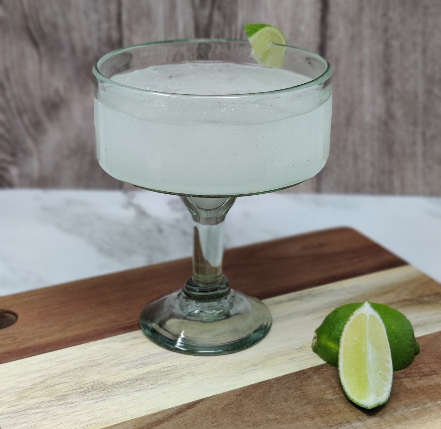 Set of 4 Natural Clear Hand Blown Margarita Glasses