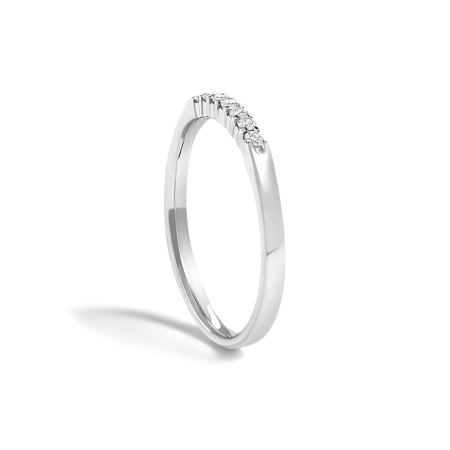 14K White Gold 1/10 Cttw Diamond 7 Stone Band Ring