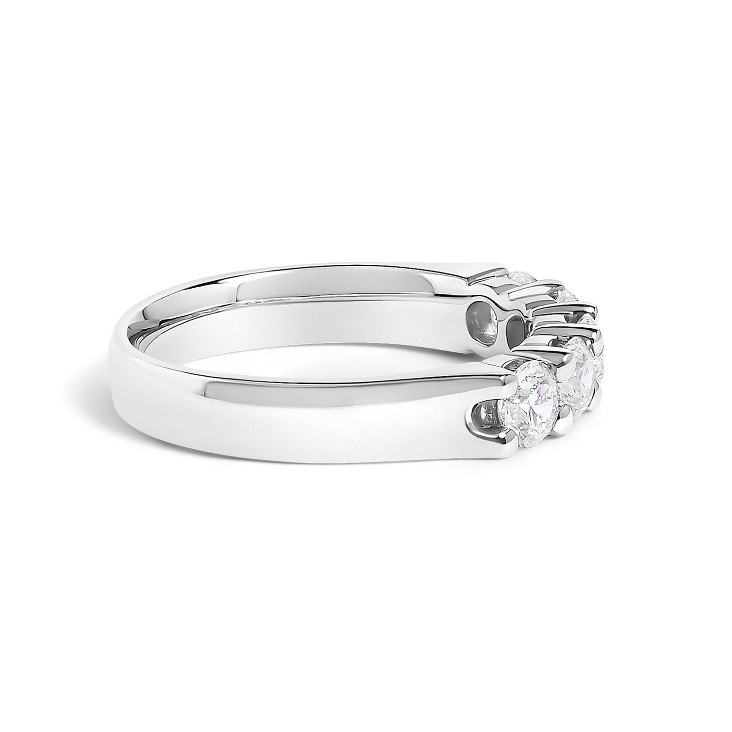 14K White Gold 1.00 Cttw Diamond 5 Stone Band Ring