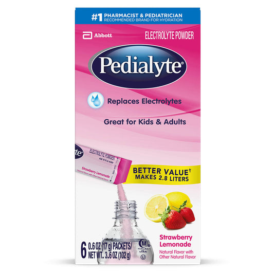 Pedialyte Strawberry Lemonade Electrolyte Powder 6-0.6 Oz Packets