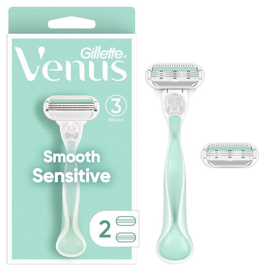 Gillette Venus Smooth Sensitive Women's Razor Handle + 2 Blade Refills