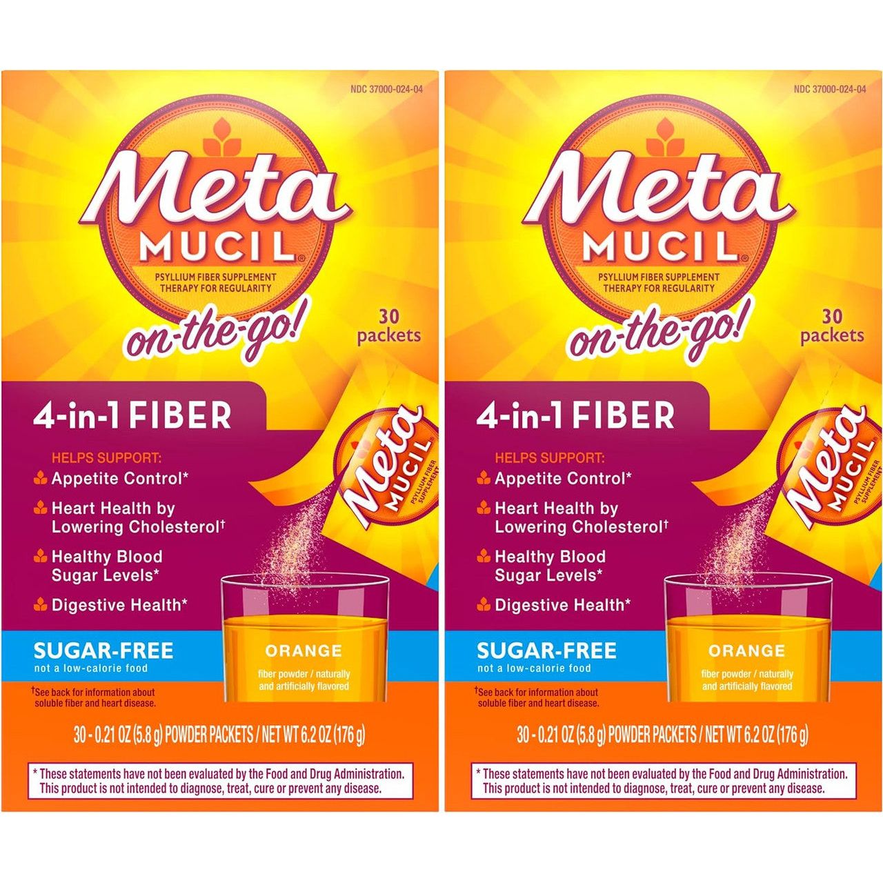 Metamucil Psyllium Fiber Supplement, 4 In 1 Fiber, Powder Packets, Orange