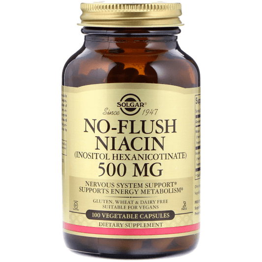 Solgar No-Flush Niacin 500 mg 100 Vegetarian Capsules