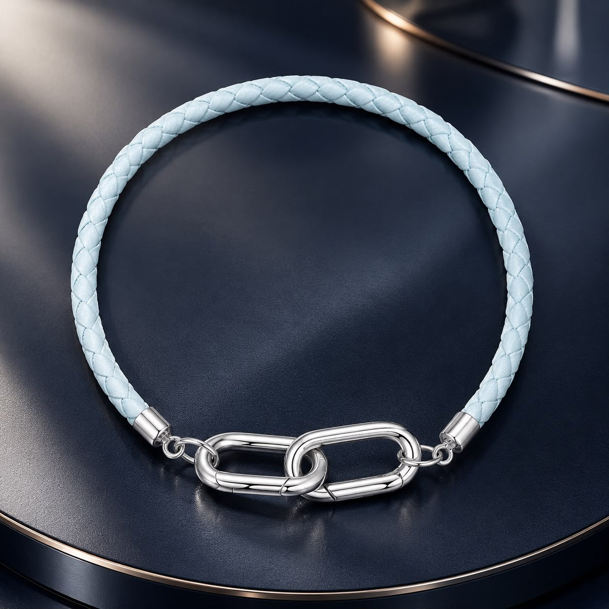 925 Sterling Silver White Gold Plated Hand Rope 17cm Bracelet for Women