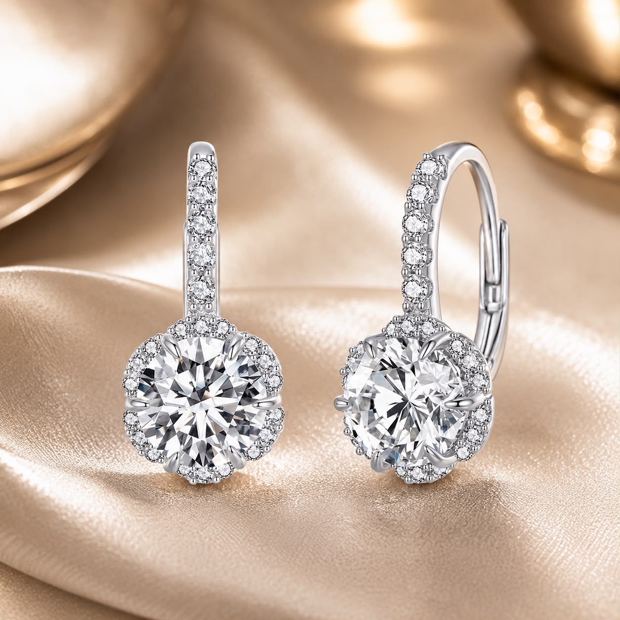 925 Sterling Silver Moissanite 6.5 Carat Earrings for Women