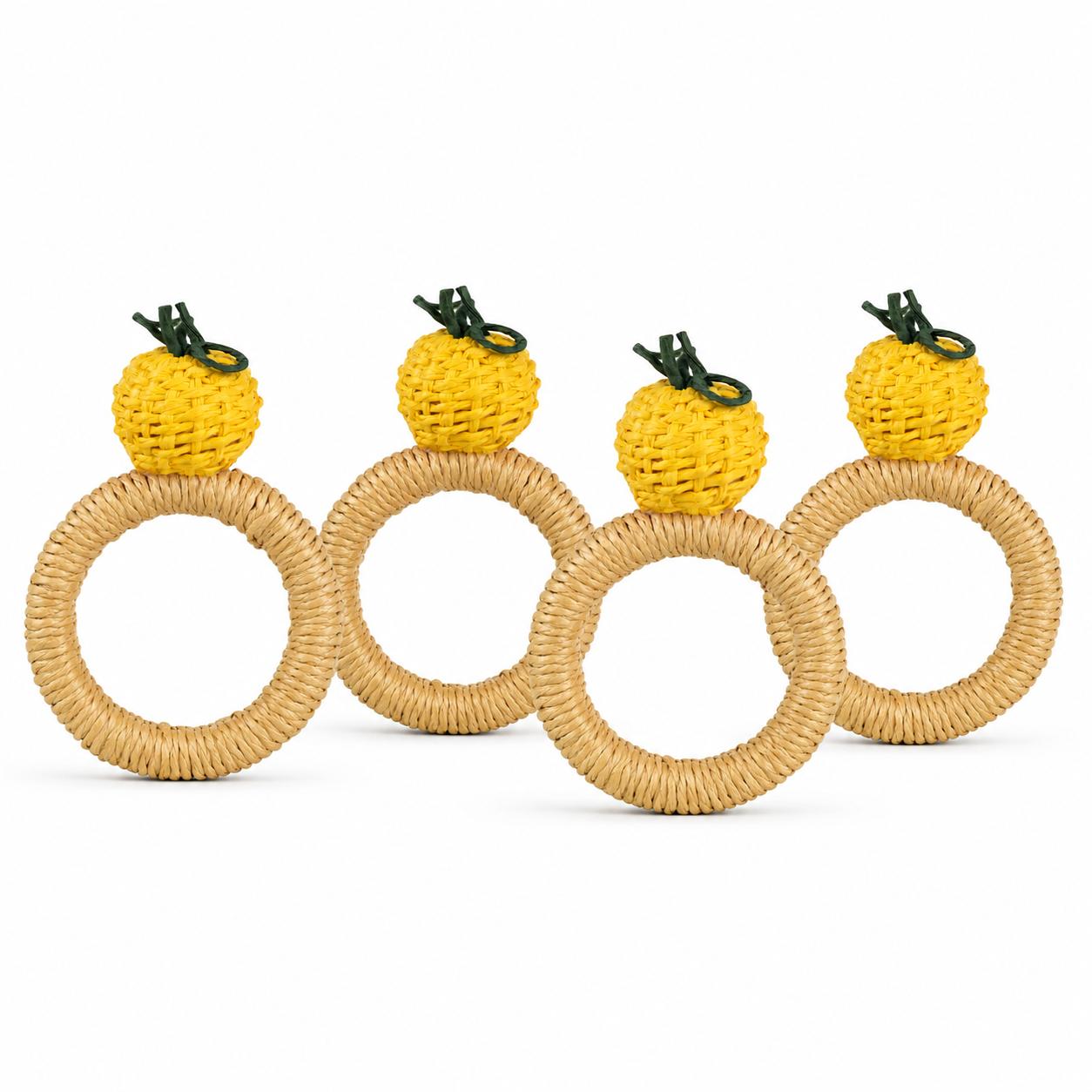 Handwoven Lemon Napkin Ring - Set of 4