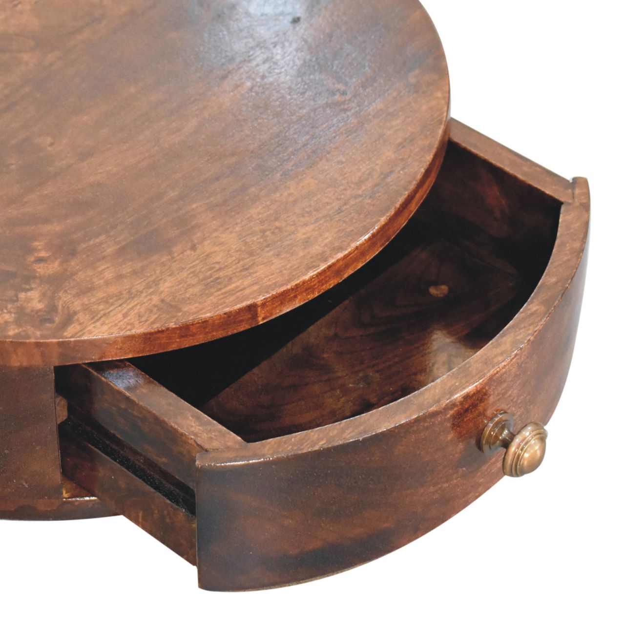 Solid Wood California Walnut Wall-Mounted Rounded Bedside Table