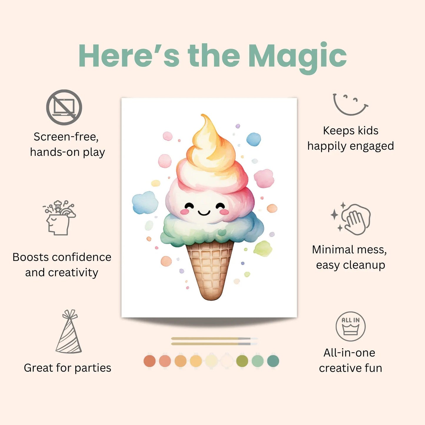 Petite Artisan Watercolor Ice Cream Cone