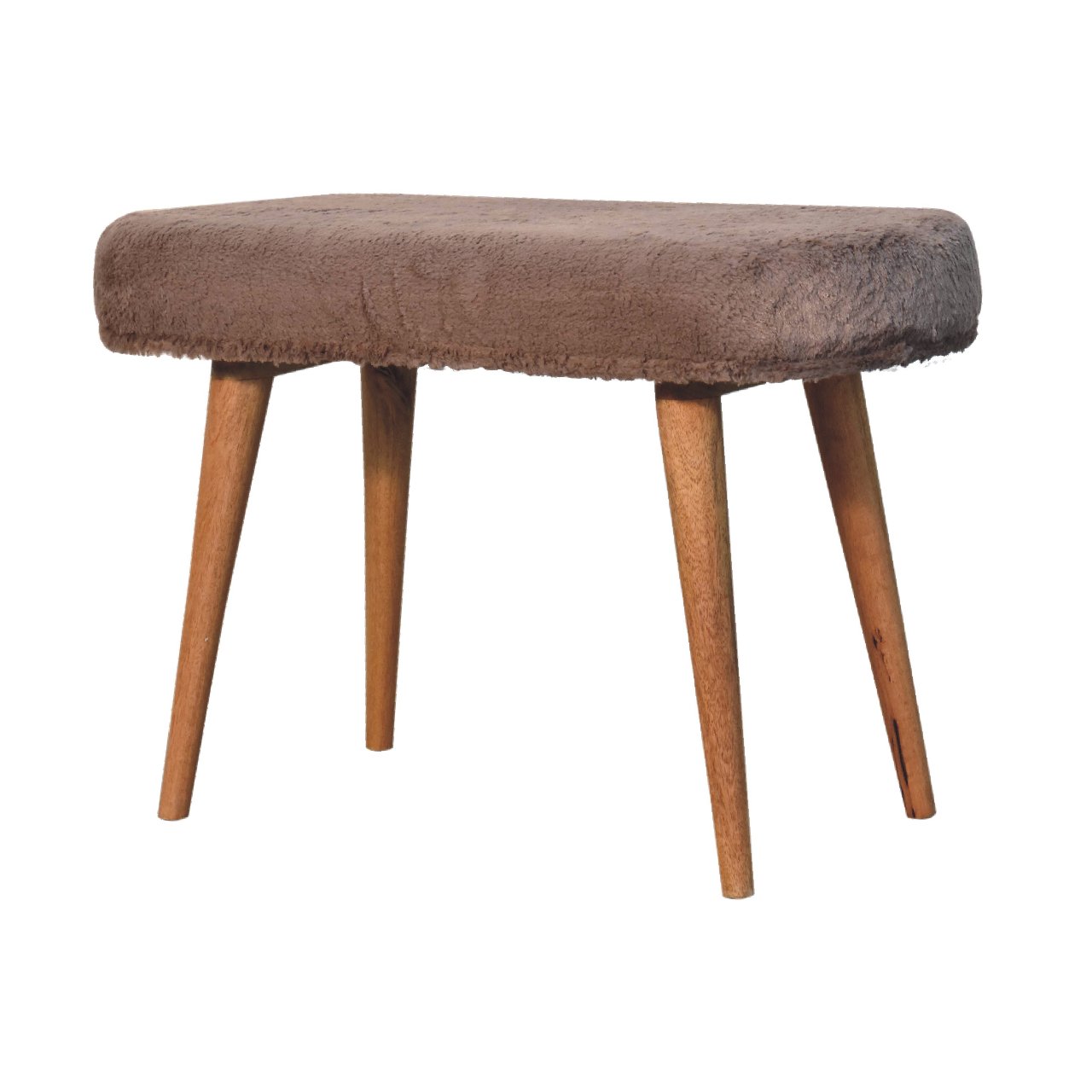 Solid Wood Faux Fur Fabric Bench