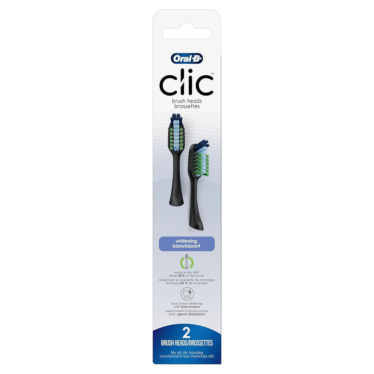 Oral-B Clic Toothbrush Replacement Brush Heads, Whitening, Black