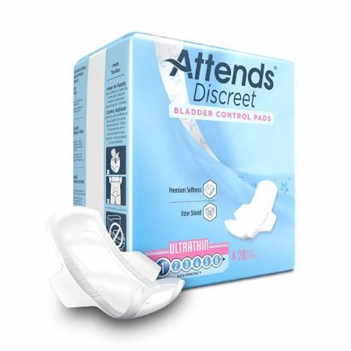 Attends Discreet Ultra Thin Bladder Control Pads Light Absorbency 9 Inch Length, Count Of 20