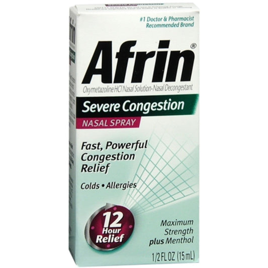 Afrin Severe Congestion Nasal Decongestant Pump Mist 0.5 Fl. Oz. Box