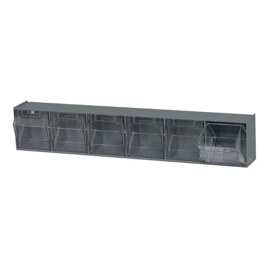 Quantum Storage Systems Tip Out Bin QTB306 – 6 Compartments Gray