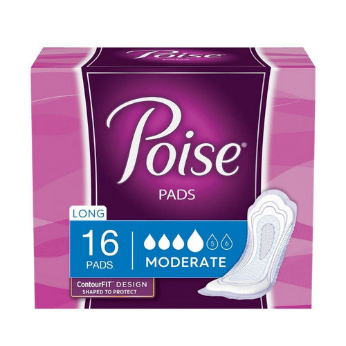 Poise Pads 16 Ct. Moderate Absrobancy, Long Length