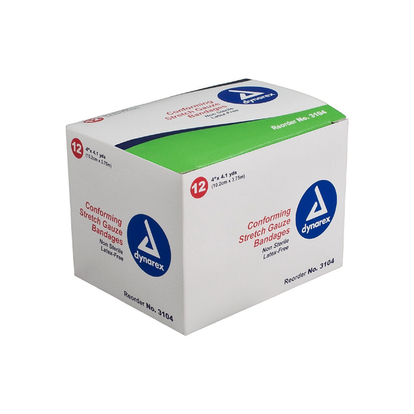 Dynarex Conforming Stretch Gauze Bandages 4 Inch Non-Sterile