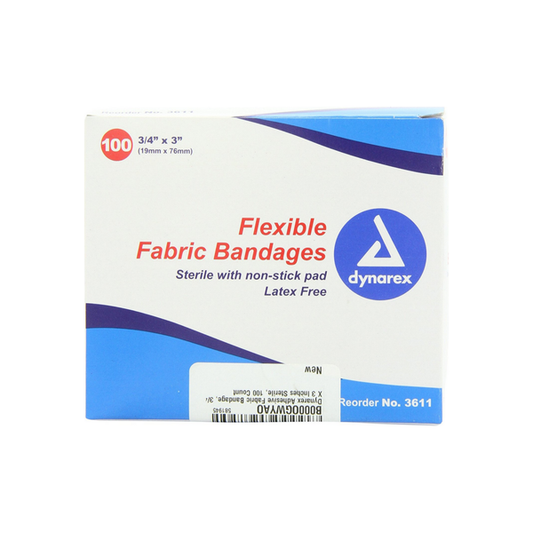 Dynarex Adhesive Fabric Bandages Sterile 3/4" X 3"