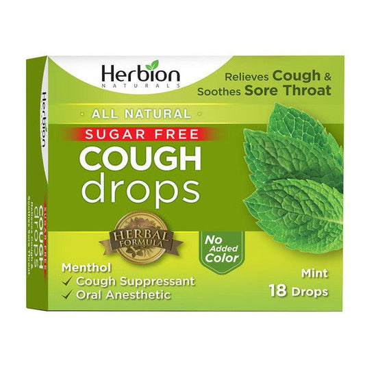 Herbion Naturals Cough Drops, Sugar Free, Mint, 18 Drops