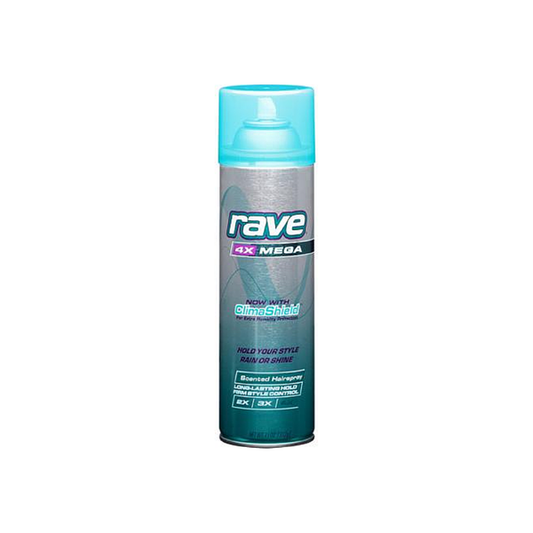Rave 4x Mega Hairspray Scented Aerosol Can