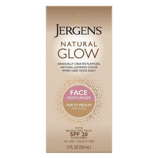 Jergens Natural Glow, Face Daily Moisturizer, SPF 20, Fair To Medium, 2 Fl Oz (59 Ml)