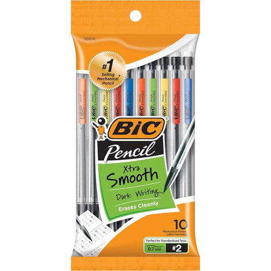 BIC Xtra-Smooth Mechanical Pencils With Erasers, Medium Point 10 Count Per Pack