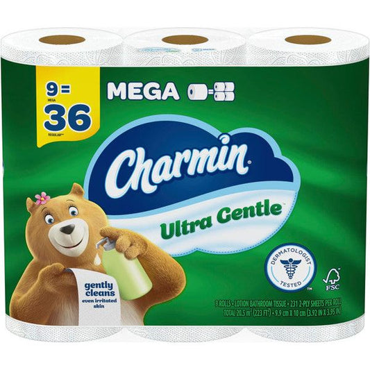 Charmin Toilet Paper Ultra Gentle, 9 Mega Rolls
