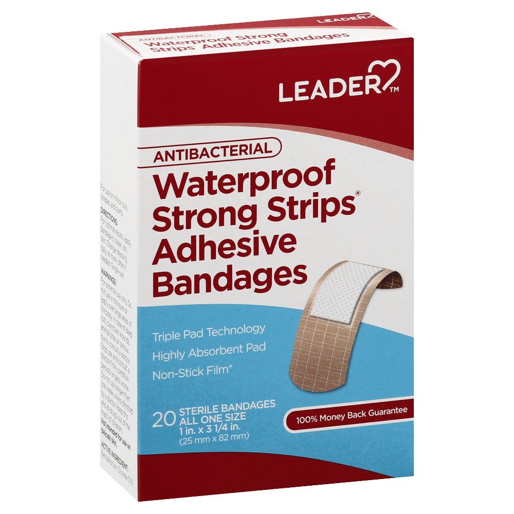 Leader Antibacterial Waterproof Strong Strips Bandages 20pk
