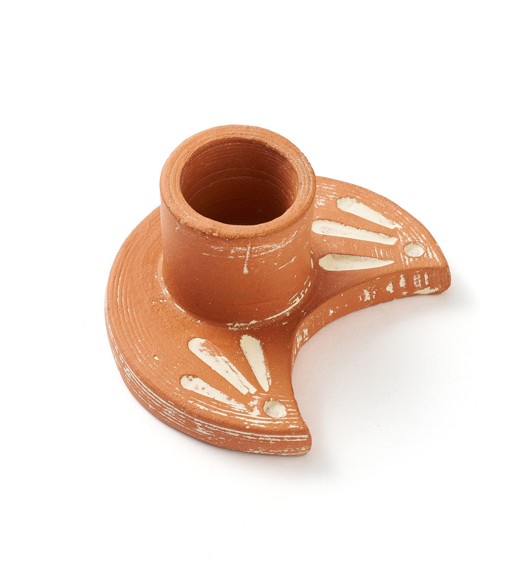 Daksha Crescent Moon Taper Candle Holder - terracotta - Osadia Concept Store