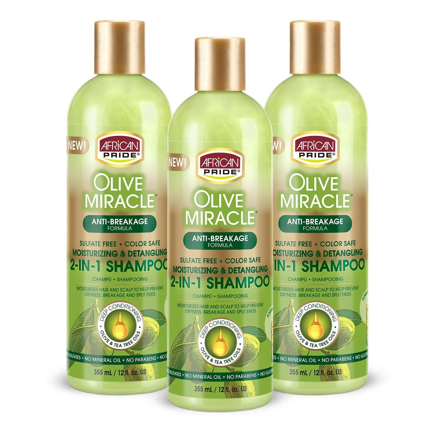 African Pride Olive Miracle Shampoo & Conditioner, 2 In 1, Anti Breakage Formula