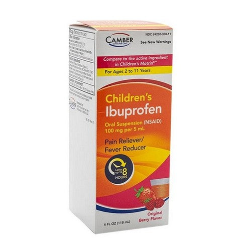 Camber Children's Ibuprofen Suspension Original Berry, 100 Mg, 4 Oz