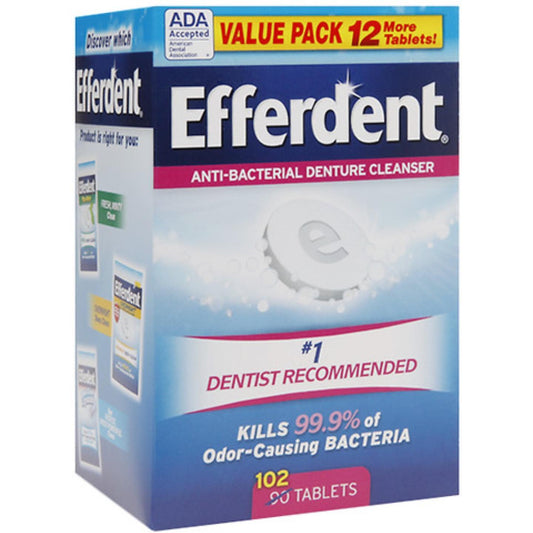 Efferdent Denture Cleanser, Anti Bacterial, Tablets