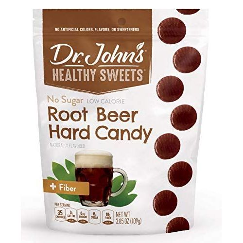Dr. John's Healthy Sweets Sugar Free Candy, Hard Candy With Zero Sugar, Low Calorie Snacks, Keto Friendly, Vegan, Gluten Free, Root Beer, 24 Count, 3.85 OZ