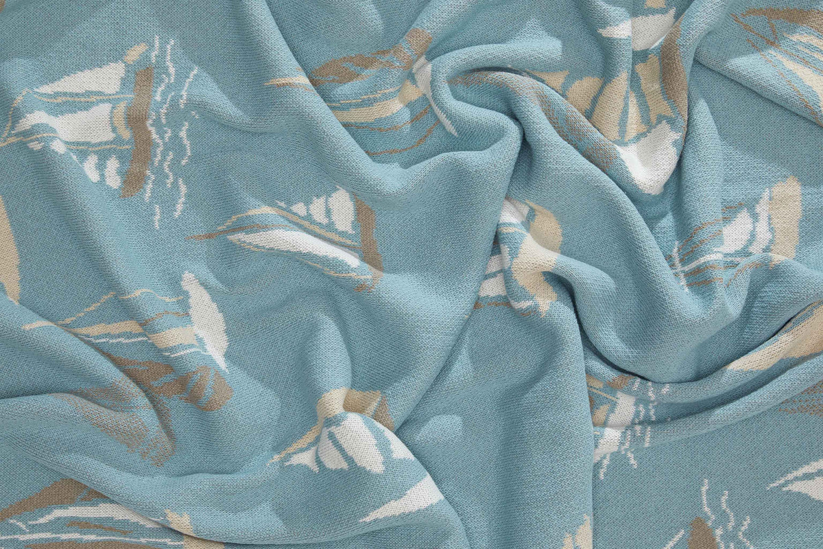 Sailboats - Cotton Sustainable Knit Throw Blanket