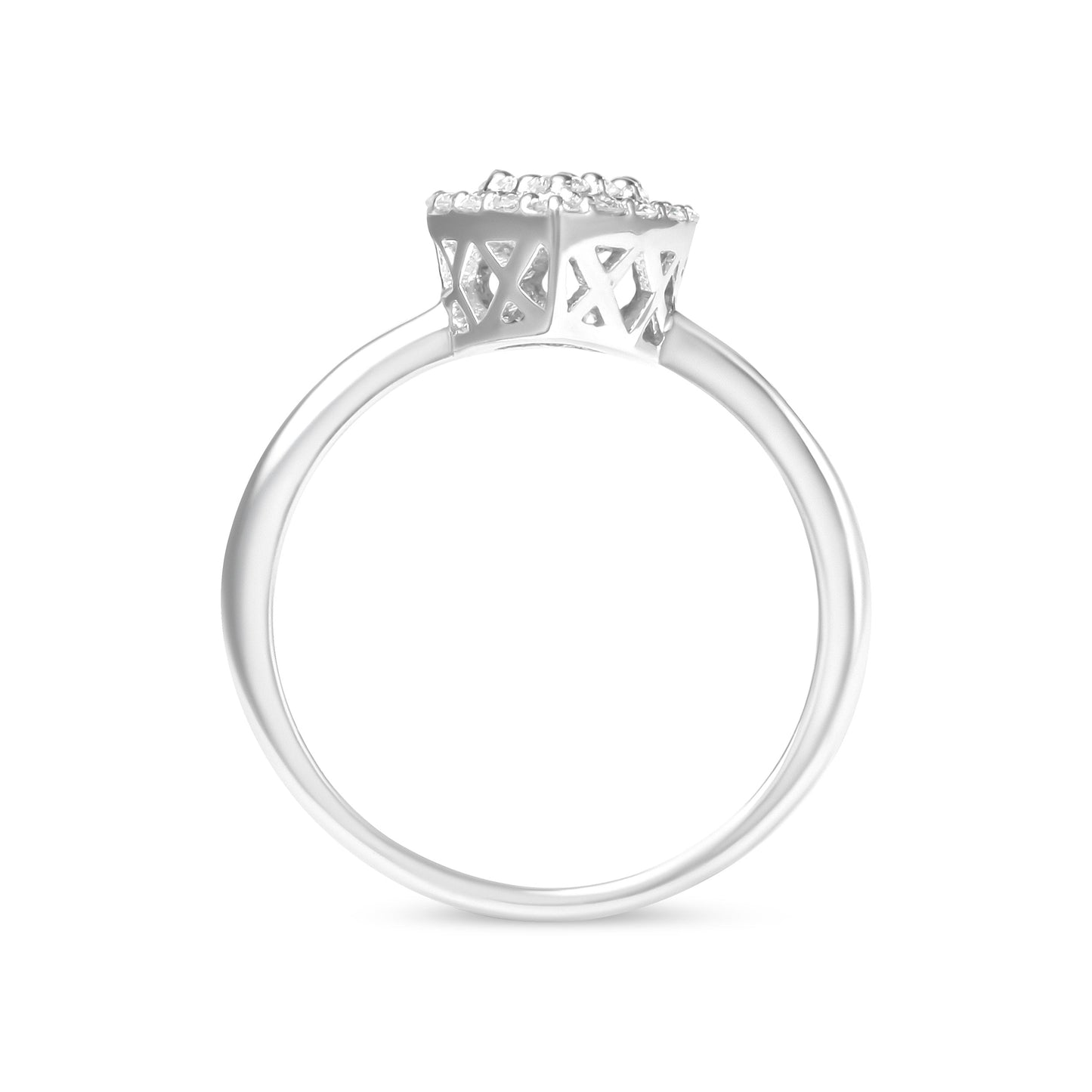 10K White Gold 3/8 Cttw Round-Cut Lab Grown Diamond Cluster Pear Promise Ring (G-H Color, VS2-SI1 Clarity) - Size 7
