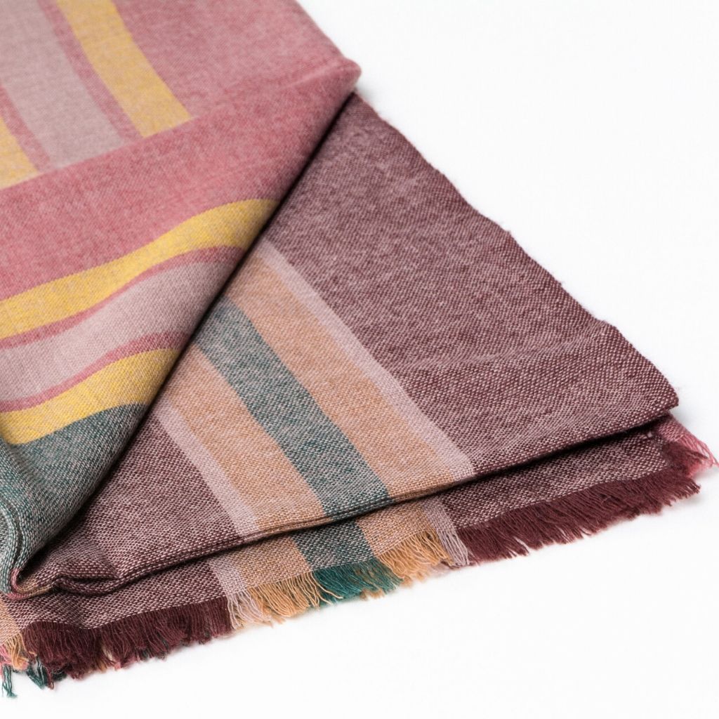 Barque Clay Modern Artisan Striped Soft Merino Handwoven Scarf