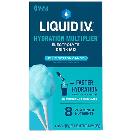 Liquid I.V. Hydration Multiplier Powdered Electrolyte Drink Mix Blue Cotton Cand