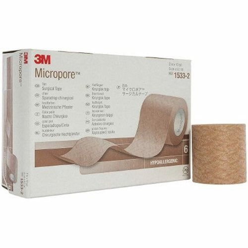 3M Medical Tape Micropore Tan 2 Inch X 10 Yard Paper NonSterile, Box Of 6