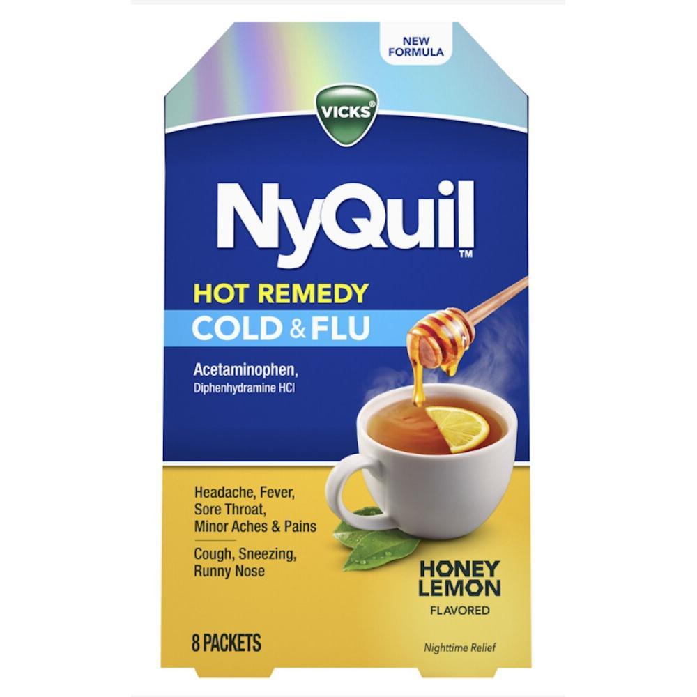 Vicks NyQuil Cold & Flu Honey Lemon Hot Remedy Nighttime Relief